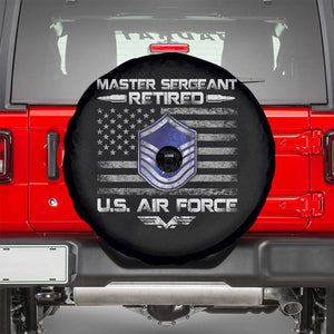 Retired Master Sergeant Of The Air Force Veteran Spare Tire Cover Vintage USA Flag Veterans TS10 Black Print Your Wear