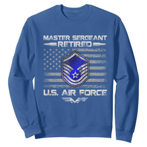 Retired Master Sergeant Of The Air Force Veteran Sweatshirt Vintage USA Flag Veterans TS10 Royal Blue Print Your Wear