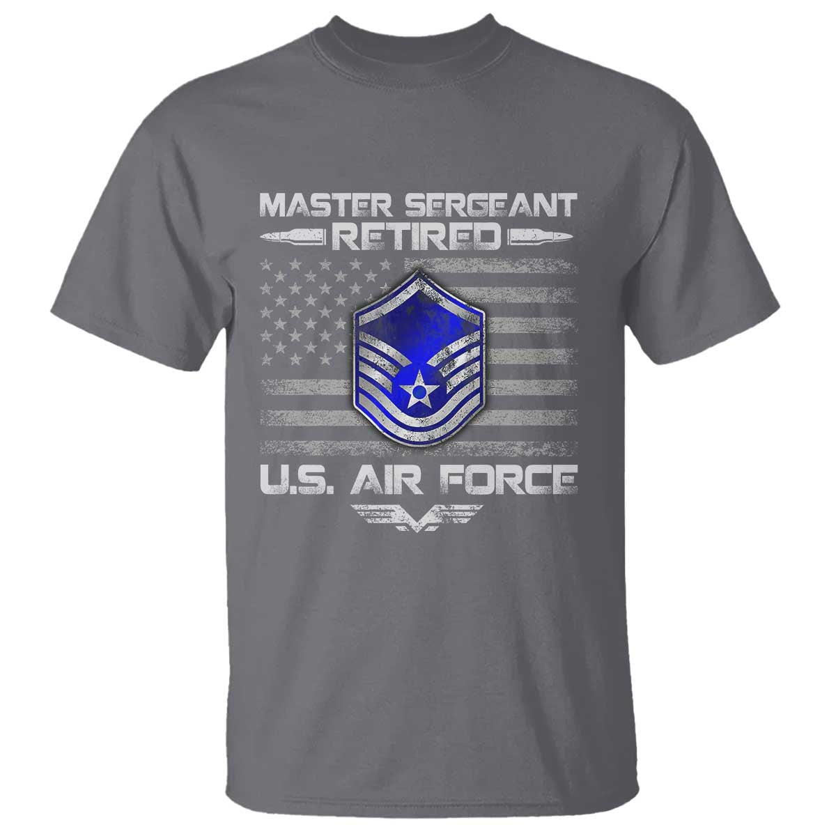 Retired Master Sergeant Of The Air Force Veteran T Shirt Vintage USA Flag Veterans TS10 Charcoal Print Your Wear