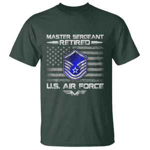 Retired Master Sergeant Of The Air Force Veteran T Shirt Vintage USA Flag Veterans TS10 Dark Forest Green Print Your Wear