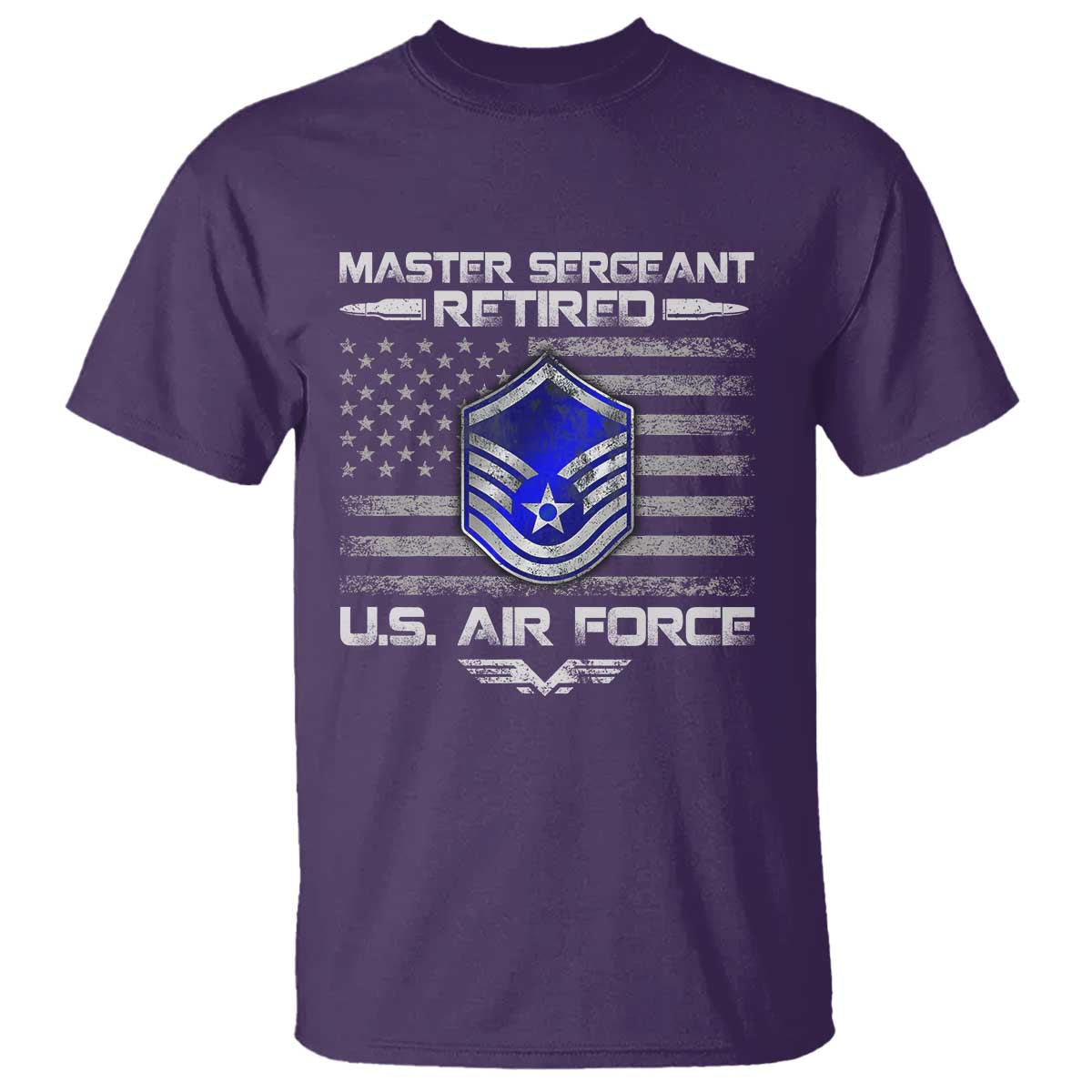 Retired Master Sergeant Of The Air Force Veteran T Shirt Vintage USA Flag Veterans TS10 Purple Print Your Wear