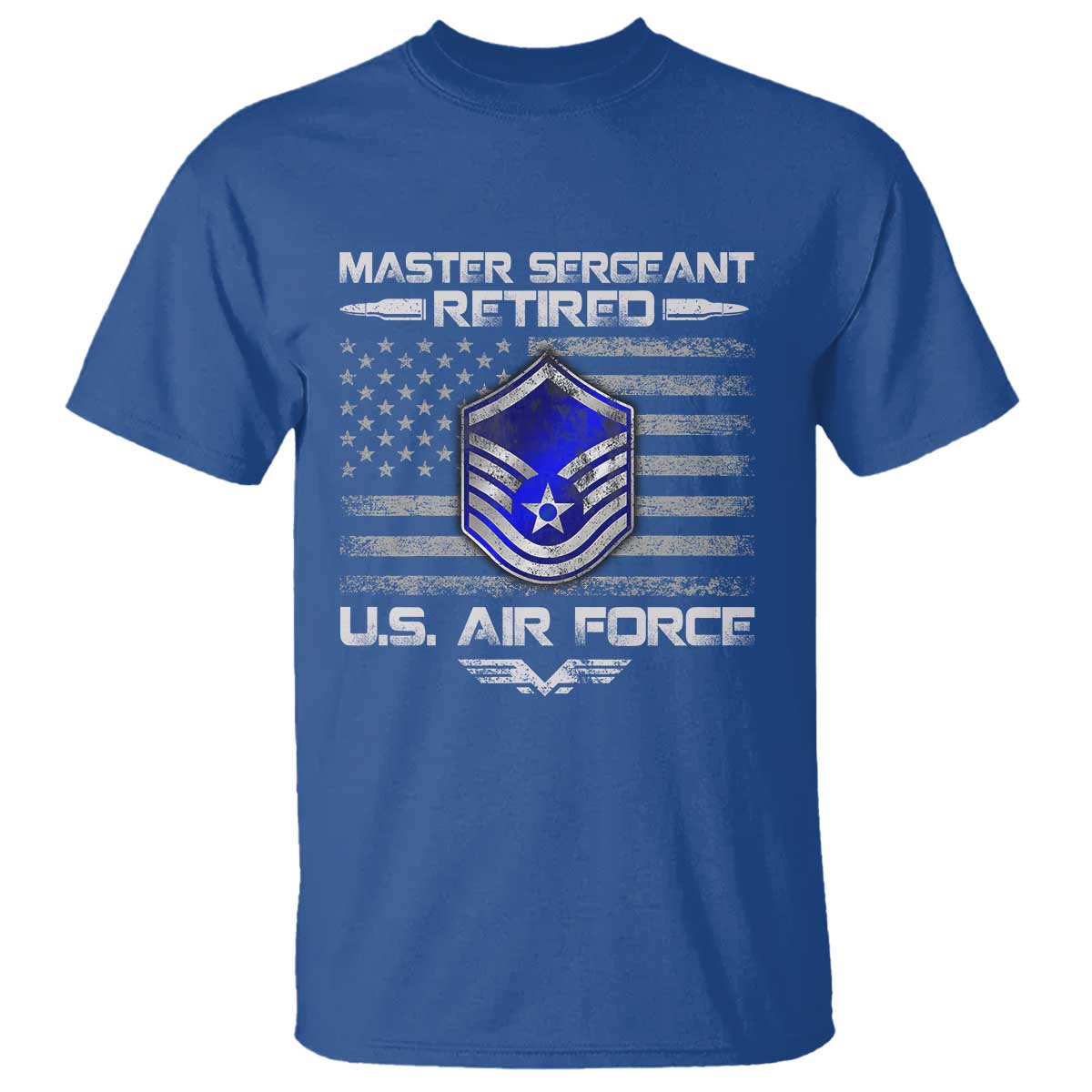Retired Master Sergeant Of The Air Force Veteran T Shirt Vintage USA Flag Veterans TS10 Royal Blue Print Your Wear
