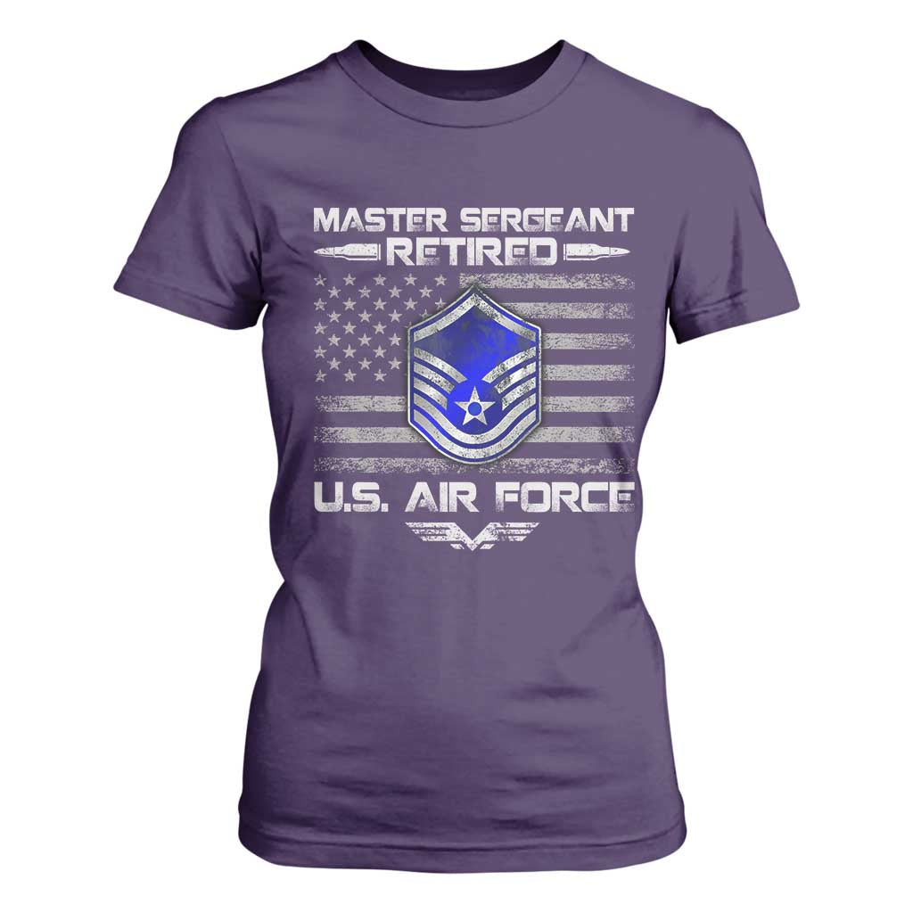 Retired Master Sergeant Of The Air Force Veteran T Shirt For Women Vintage USA Flag Veterans TS10 Purple Print Your Wear