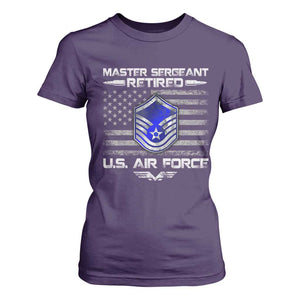 Retired Master Sergeant Of The Air Force Veteran T Shirt For Women Vintage USA Flag Veterans TS10 Purple Print Your Wear