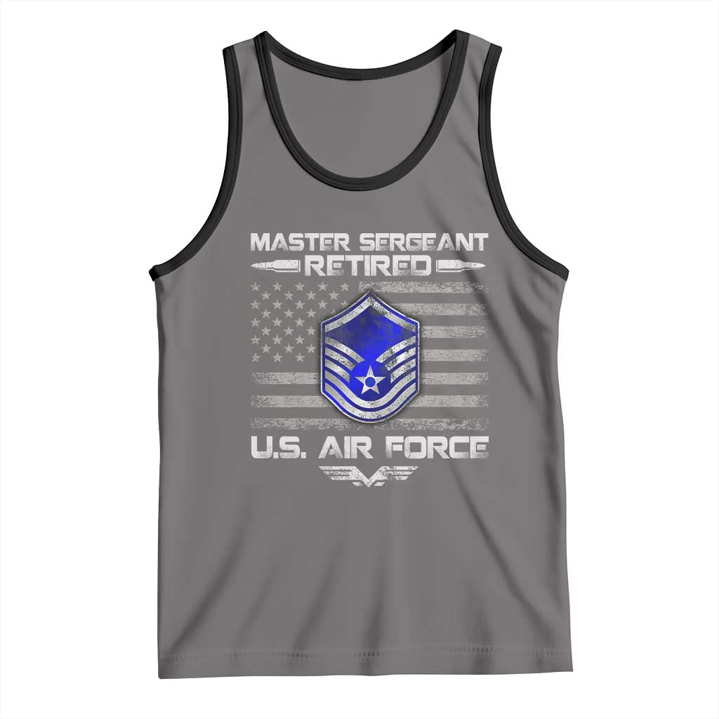 Retired Master Sergeant Of The Air Force Veteran Tank Top Vintage USA Flag Veterans TS10 Deep Heather Black Print Your Wear