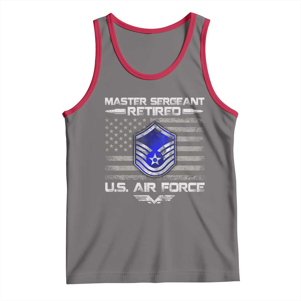 Retired Master Sergeant Of The Air Force Veteran Tank Top Vintage USA Flag Veterans TS10 Deep Heather Red Print Your Wear