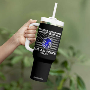 Retired Master Sergeant Of The Air Force Veteran Tumbler With Handle Vintage USA Flag Veterans TS10 Print Your Wear