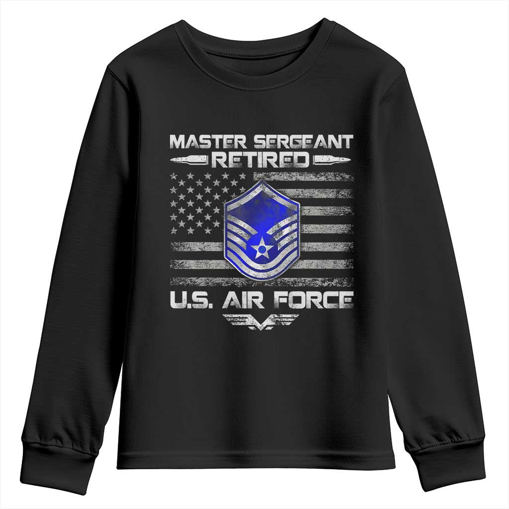 Retired Master Sergeant Of The Air Force Veteran Youth Sweatshirt Vintage USA Flag Veterans TS10 Black Print Your Wear