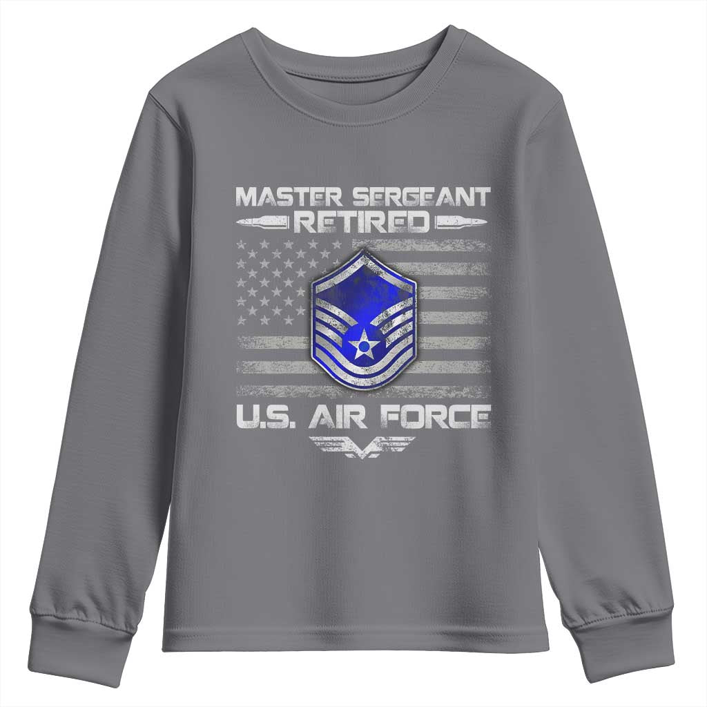 Retired Master Sergeant Of The Air Force Veteran Youth Sweatshirt Vintage USA Flag Veterans TS10 Charcoal Print Your Wear