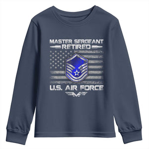 Retired Master Sergeant Of The Air Force Veteran Youth Sweatshirt Vintage USA Flag Veterans TS10 Navy Print Your Wear