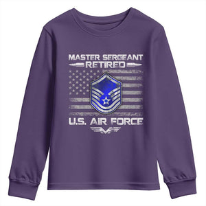 Retired Master Sergeant Of The Air Force Veteran Youth Sweatshirt Vintage USA Flag Veterans TS10 Purple Print Your Wear