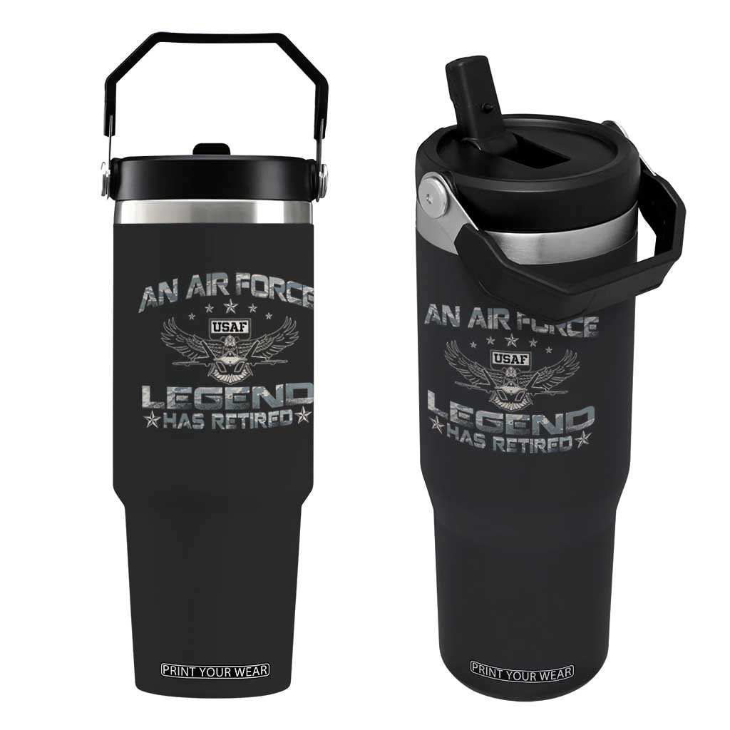 An Air Force Legend Has Retired Flip Straw Tumbler Vintage Camo US Veteran TS10 One Size: 30 oz Black Print Your Wear
