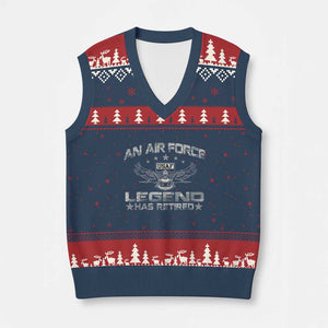 An Air Force Legend Has Retired V-Neck Knit Sweater Vest Vintage Camo US Veteran TS10 Navy Red Print Your Wear