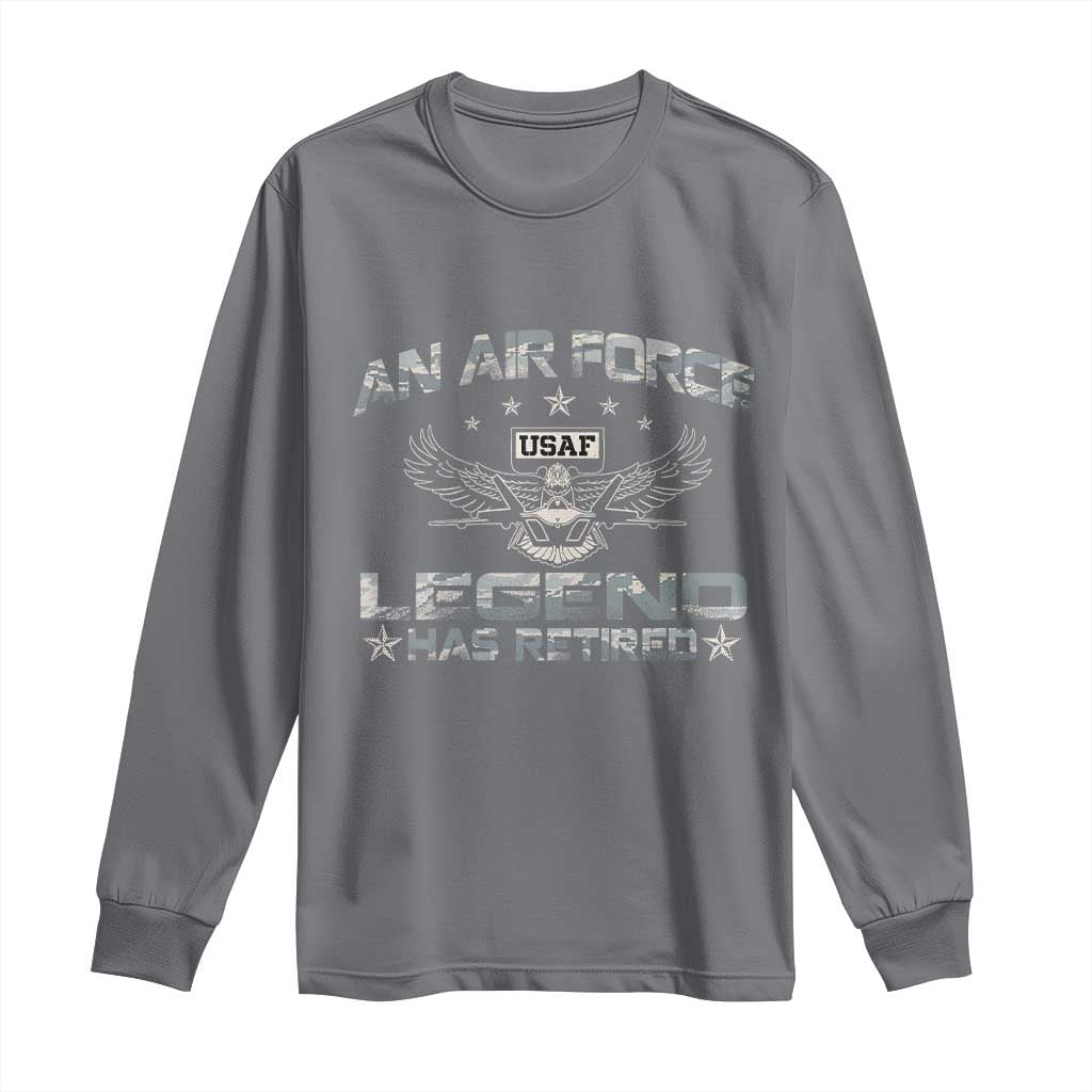 An Air Force Legend Has Retired Long Sleeve Shirt Vintage Camo US Veteran TS10 Charcoal Print Your Wear