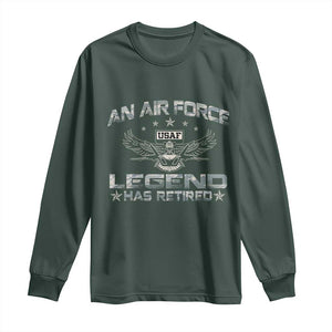 An Air Force Legend Has Retired Long Sleeve Shirt Vintage Camo US Veteran TS10 Dark Forest Green Print Your Wear