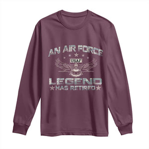 An Air Force Legend Has Retired Long Sleeve Shirt Vintage Camo US Veteran TS10 Maroon Print Your Wear