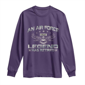 An Air Force Legend Has Retired Long Sleeve Shirt Vintage Camo US Veteran TS10 Purple Print Your Wear
