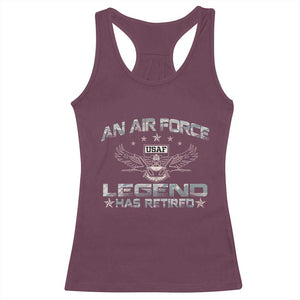An Air Force Legend Has Retired Racerback Tank Top Vintage Camo US Veteran TS10 Maroon Print Your Wear