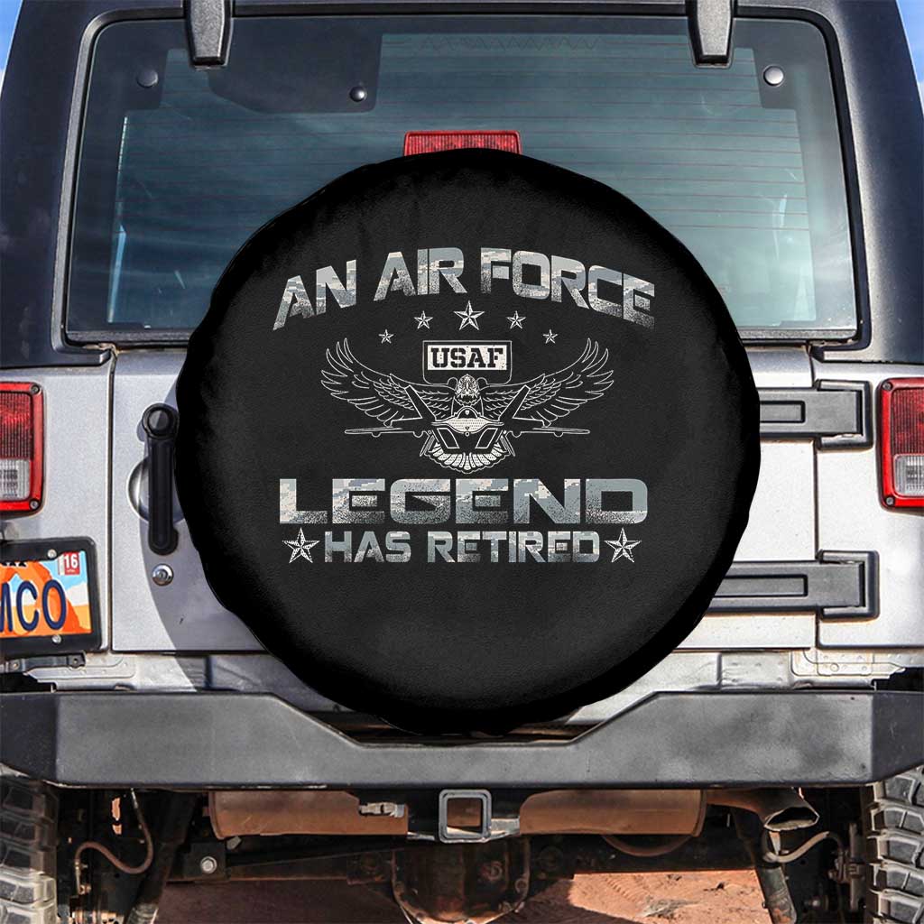 An Air Force Legend Has Retired Spare Tire Cover Vintage Camo US Veteran TS10 No hole Black Print Your Wear