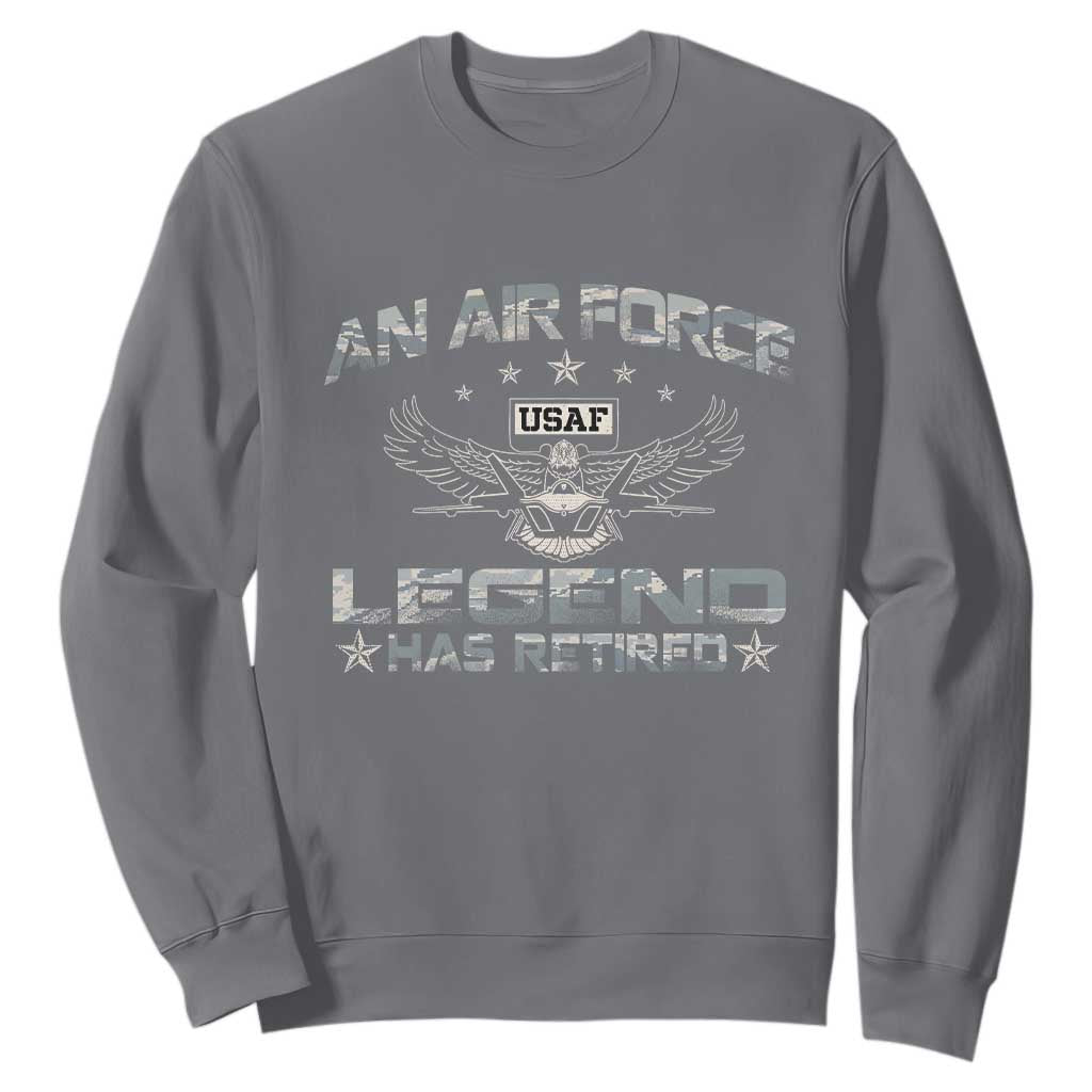 An Air Force Legend Has Retired Sweatshirt Vintage Camo US Veteran TS10 Charcoal Print Your Wear