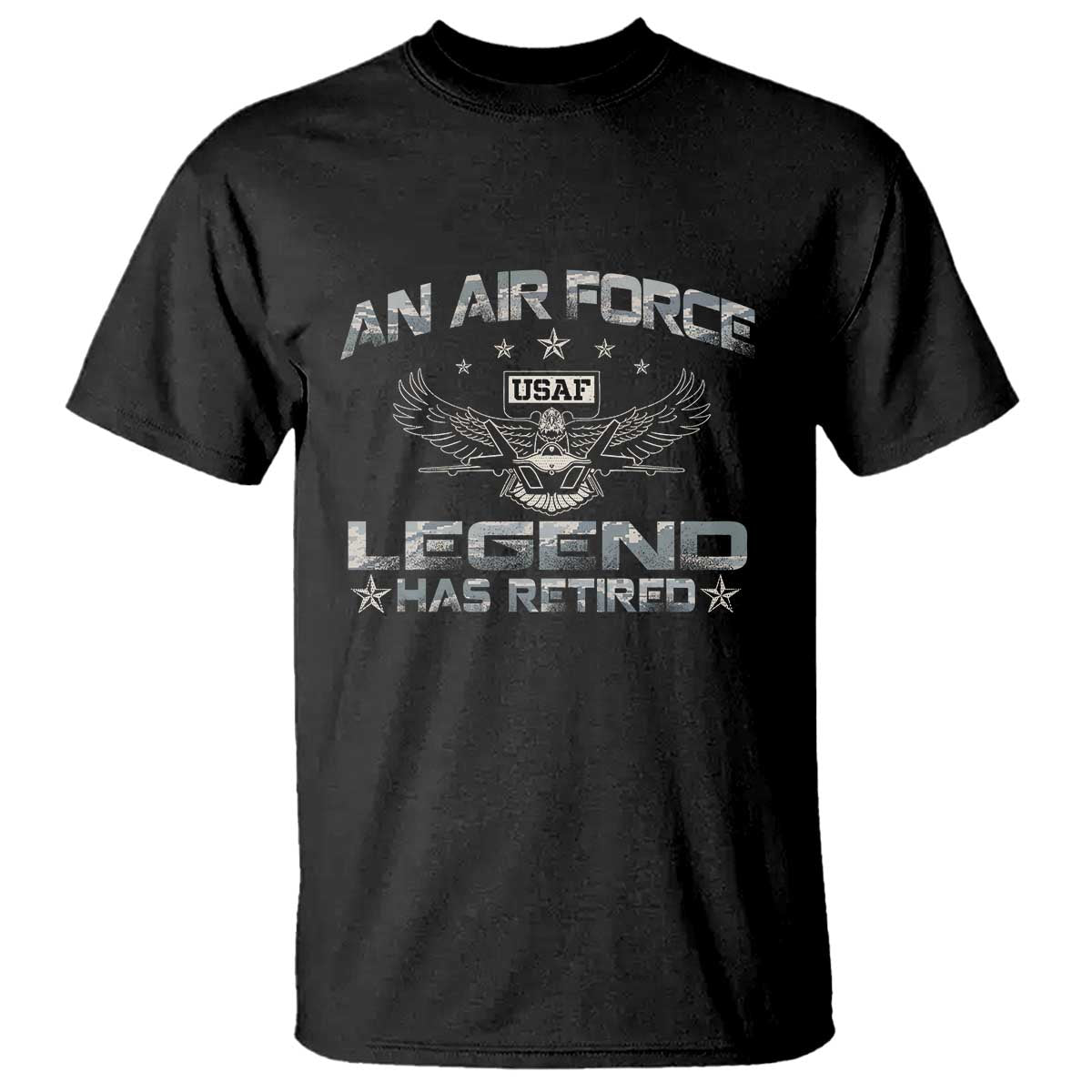 An Air Force Legend Has Retired T Shirt Vintage Camo US Veteran TS10 Black Print Your Wear