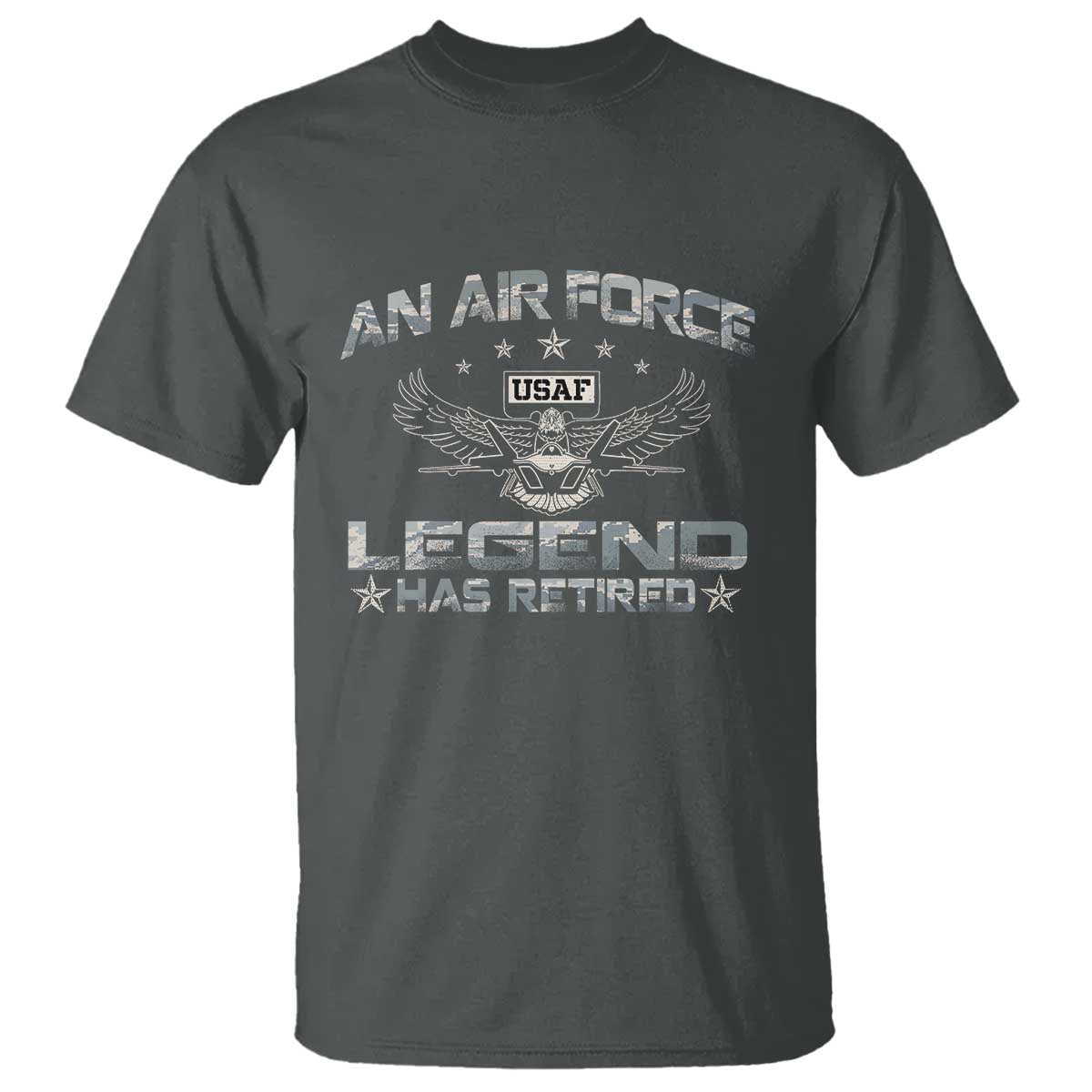 An Air Force Legend Has Retired T Shirt Vintage Camo US Veteran TS10 Dark Heather Print Your Wear
