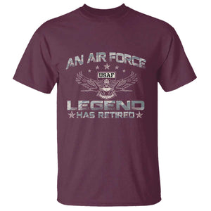 An Air Force Legend Has Retired T Shirt Vintage Camo US Veteran TS10 Maroon Print Your Wear