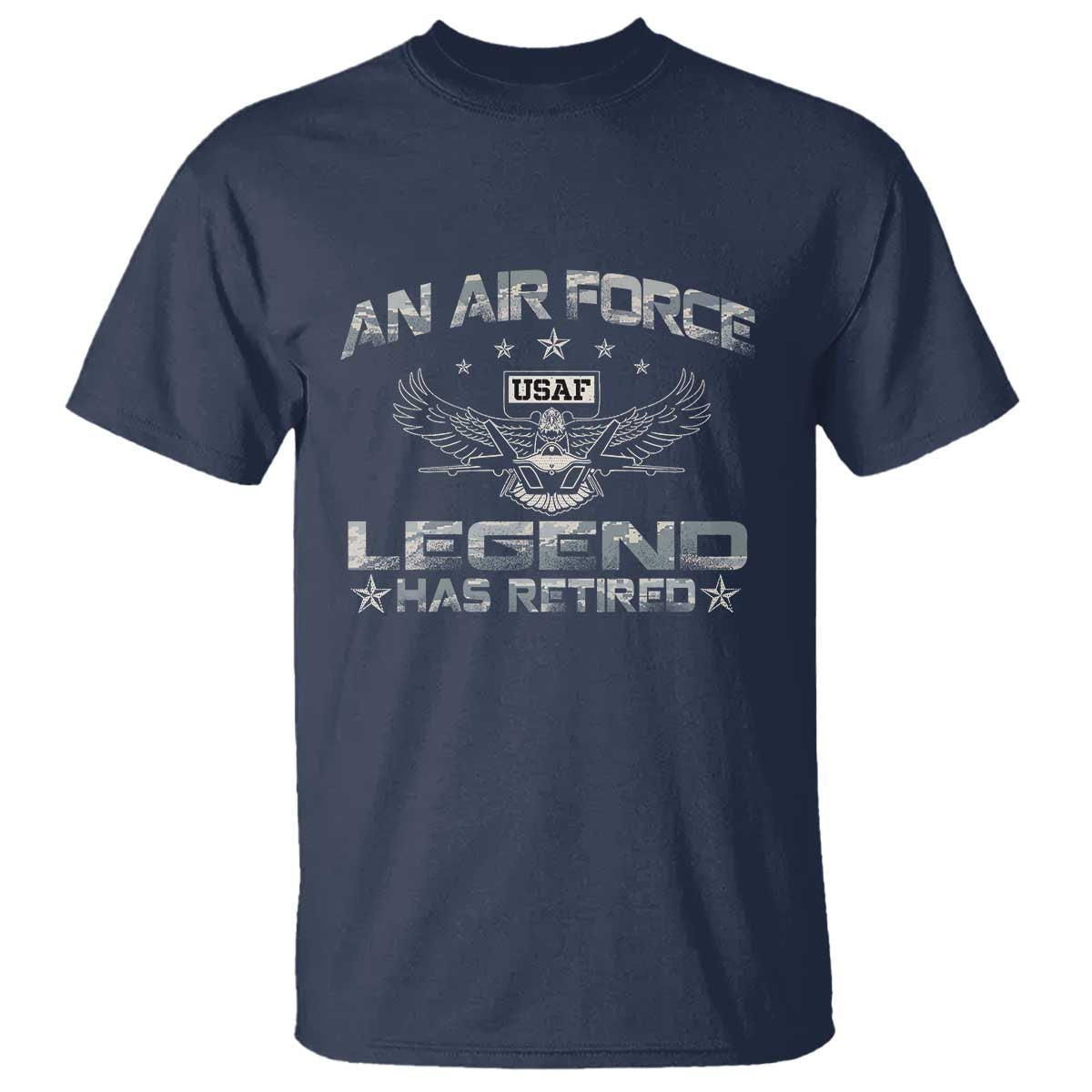 An Air Force Legend Has Retired T Shirt Vintage Camo US Veteran TS10 Navy Print Your Wear