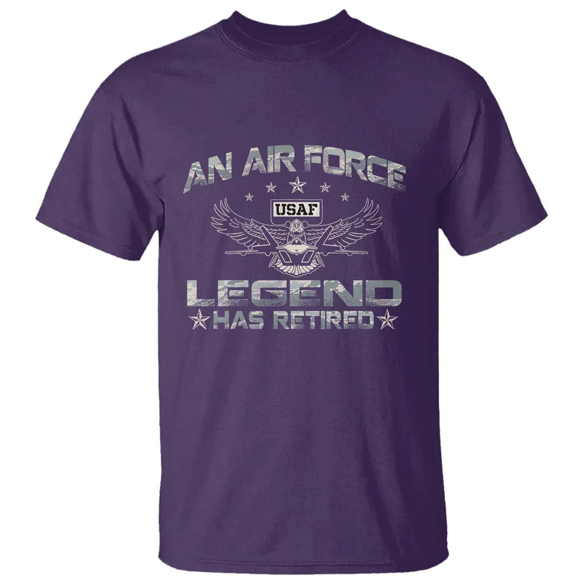 An Air Force Legend Has Retired T Shirt Vintage Camo US Veteran TS10 Purple Print Your Wear