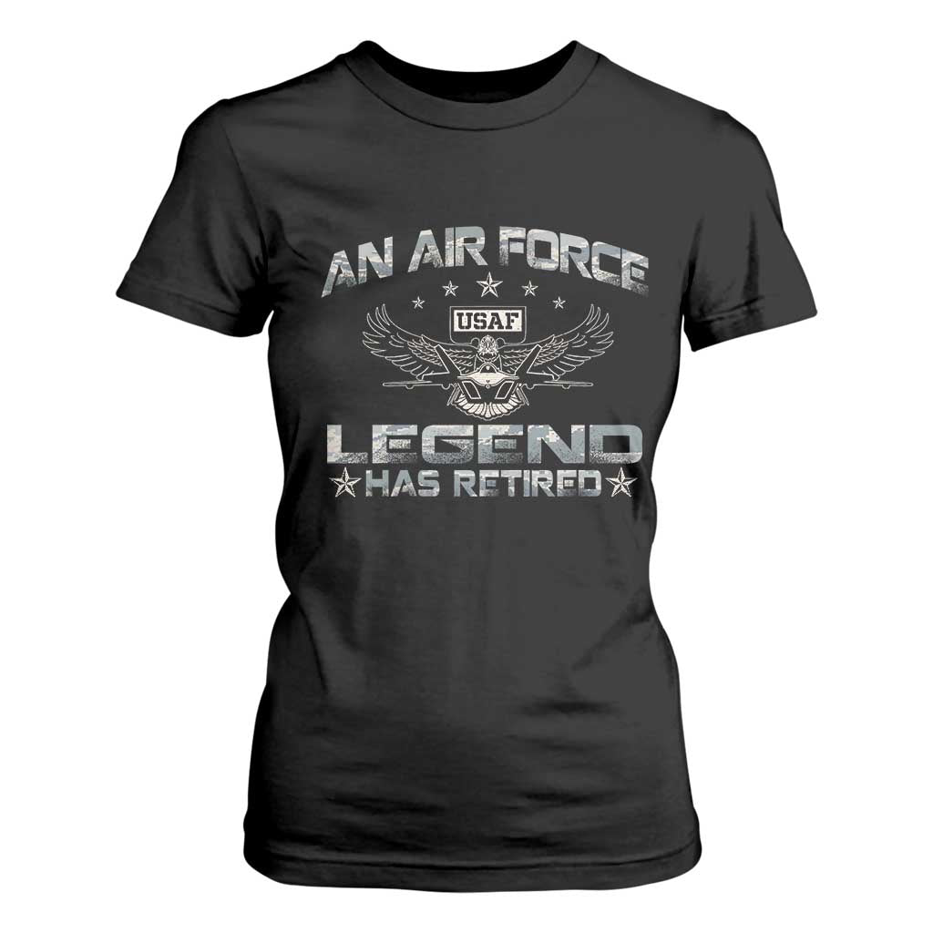 An Air Force Legend Has Retired T Shirt For Women Vintage Camo US Veteran TS10 Black Print Your Wear