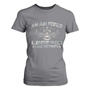 An Air Force Legend Has Retired T Shirt For Women Vintage Camo US Veteran TS10 Charcoal Print Your Wear