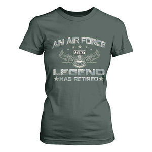 An Air Force Legend Has Retired T Shirt For Women Vintage Camo US Veteran TS10 Dark Forest Green Print Your Wear