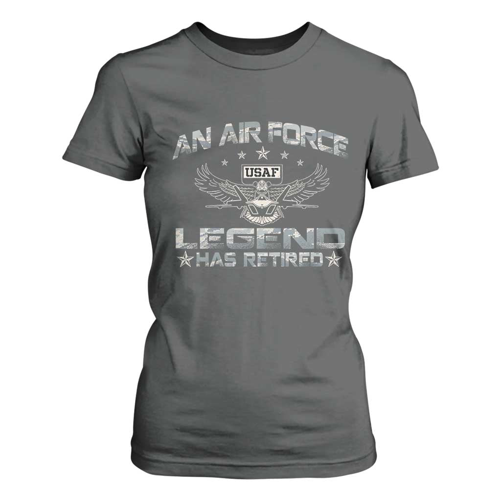 An Air Force Legend Has Retired T Shirt For Women Vintage Camo US Veteran TS10 Dark Heather Print Your Wear