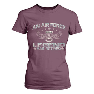 An Air Force Legend Has Retired T Shirt For Women Vintage Camo US Veteran TS10 Maroon Print Your Wear
