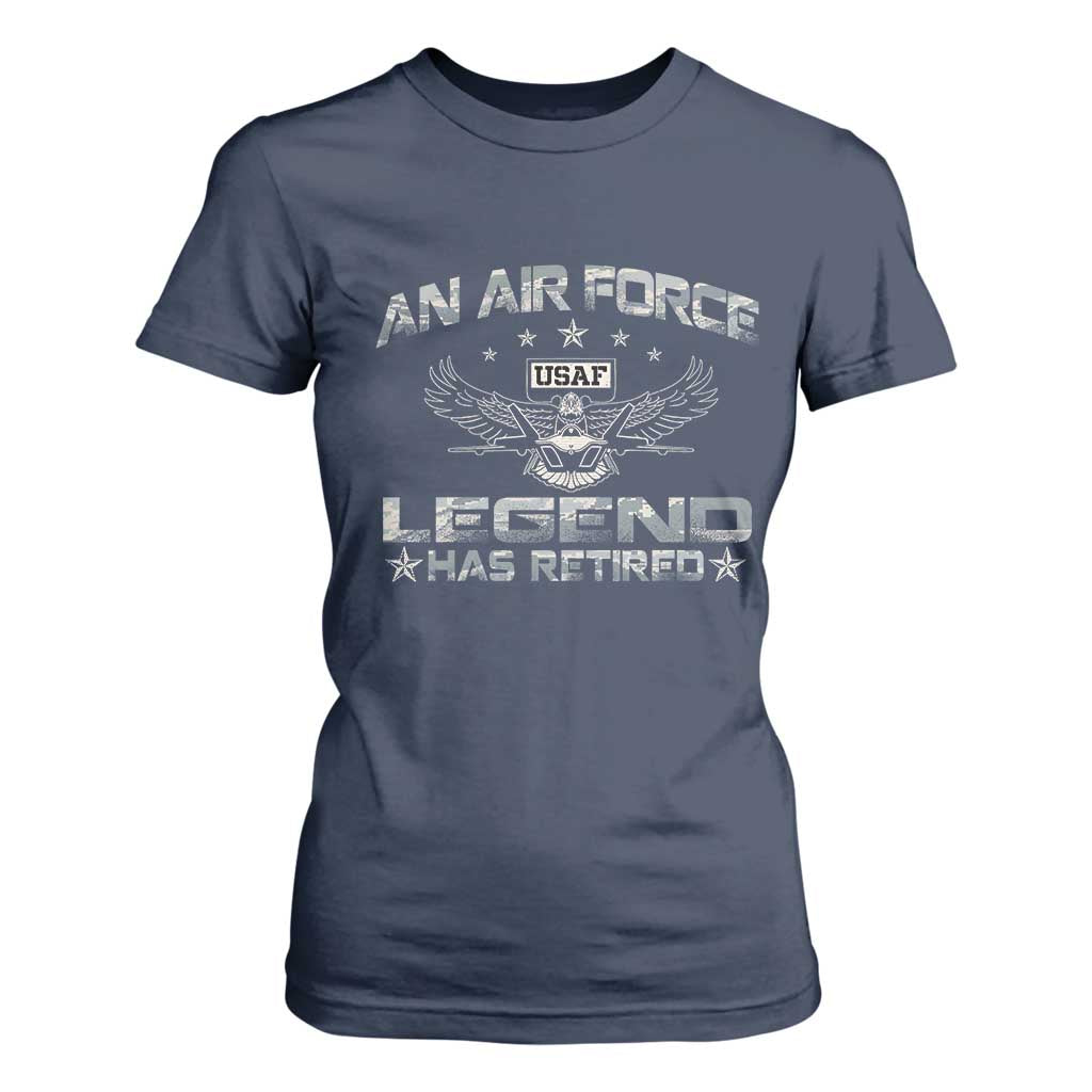 An Air Force Legend Has Retired T Shirt For Women Vintage Camo US Veteran TS10 Navy Print Your Wear