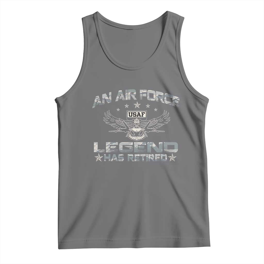 An Air Force Legend Has Retired Tank Top Vintage Camo US Veteran TS10 Black Heather Print Your Wear