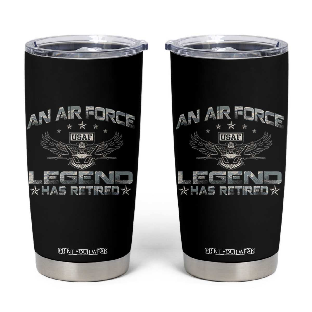 An Air Force Legend Has Retired Tumbler Cup Vintage Camo US Veteran TS10 Black Print Your Wear