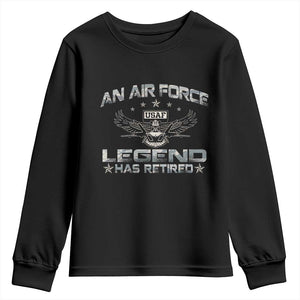 An Air Force Legend Has Retired Youth Sweatshirt Vintage Camo US Veteran TS10 Black Print Your Wear