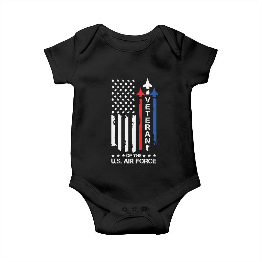 Air Force Veteran Baby Onesie Vintage US Flag TS10 Black Print Your Wear