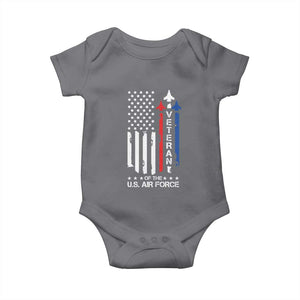 Air Force Veteran Baby Onesie Vintage US Flag TS10 Charcoal Print Your Wear