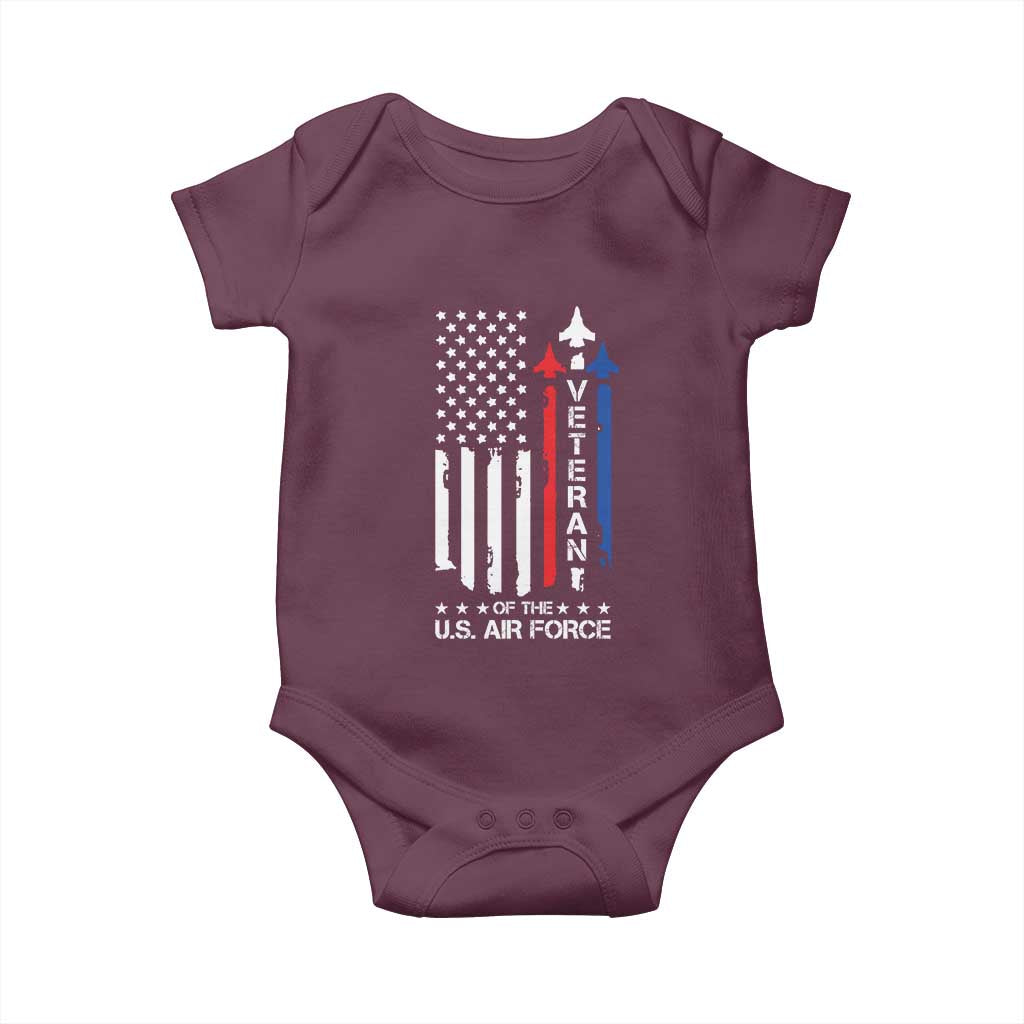 Air Force Veteran Baby Onesie Vintage US Flag TS10 Maroon Print Your Wear