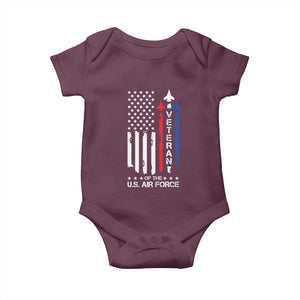 Air Force Veteran Baby Onesie Vintage US Flag TS10 Maroon Print Your Wear