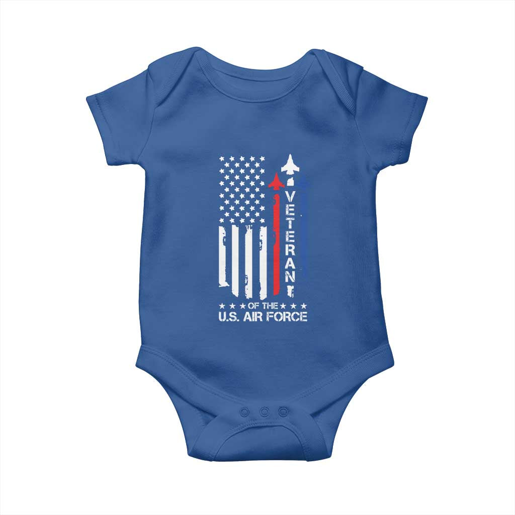 Air Force Veteran Baby Onesie Vintage US Flag TS10 Royal Blue Print Your Wear