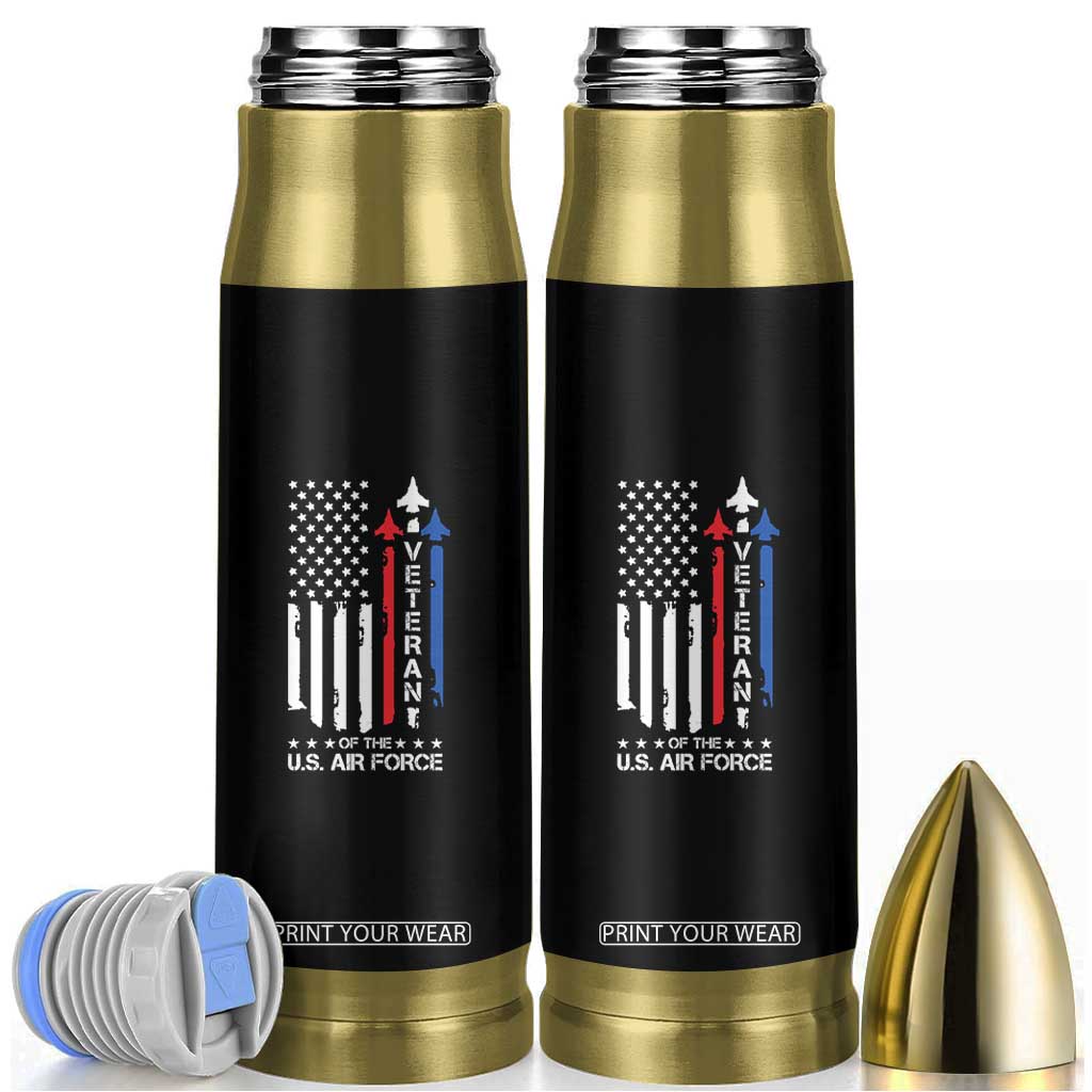 Air Force Veteran Bullet Tumbler Vintage US Flag TS10 Black Print Your Wear