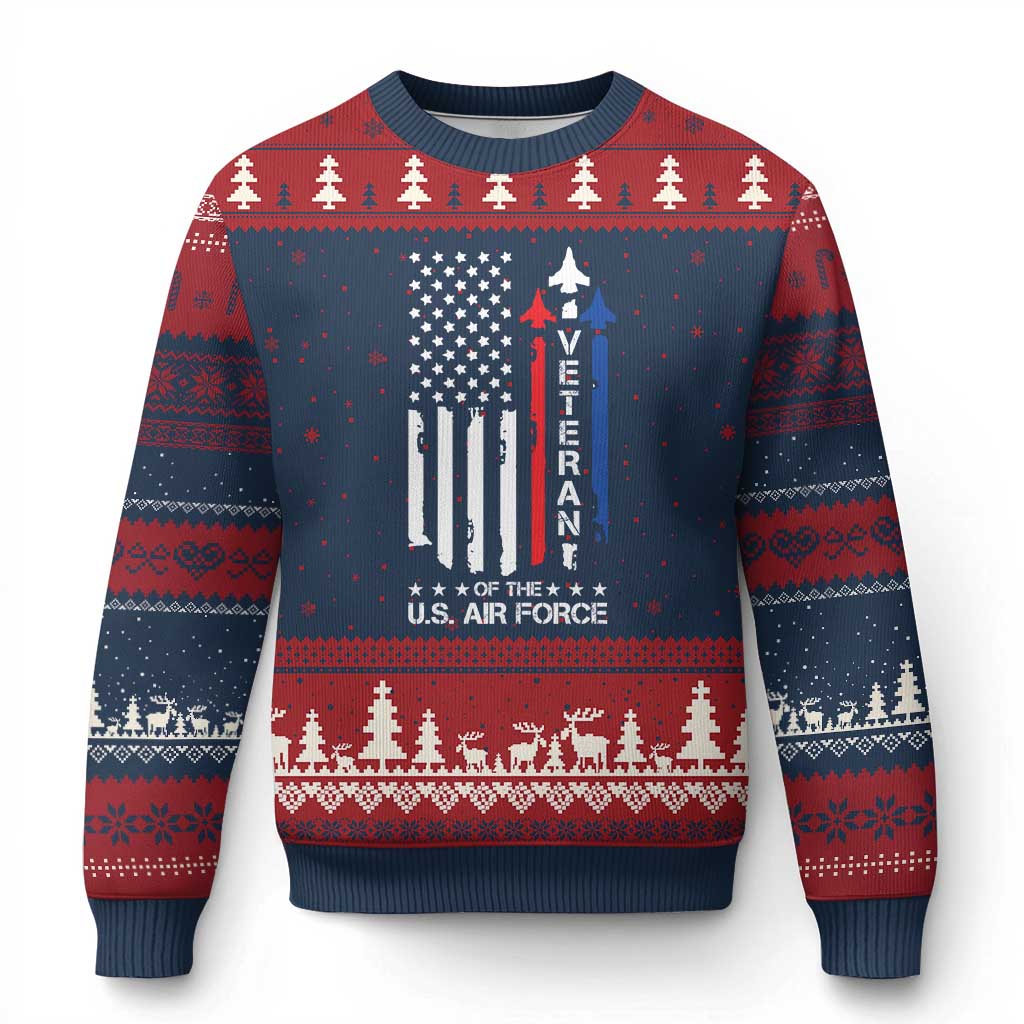 Air Force Veteran Ugly Christmas Sweater Vintage US Flag TS10 Navy Red Print Your Wear