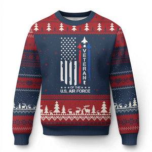 Air Force Veteran Ugly Christmas Sweater Vintage US Flag TS10 Navy Red Print Your Wear