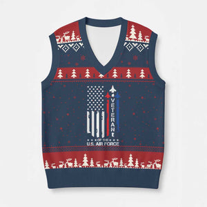 Air Force Veteran V-Neck Knit Sweater Vest Vintage US Flag TS10 Navy Red Print Your Wear