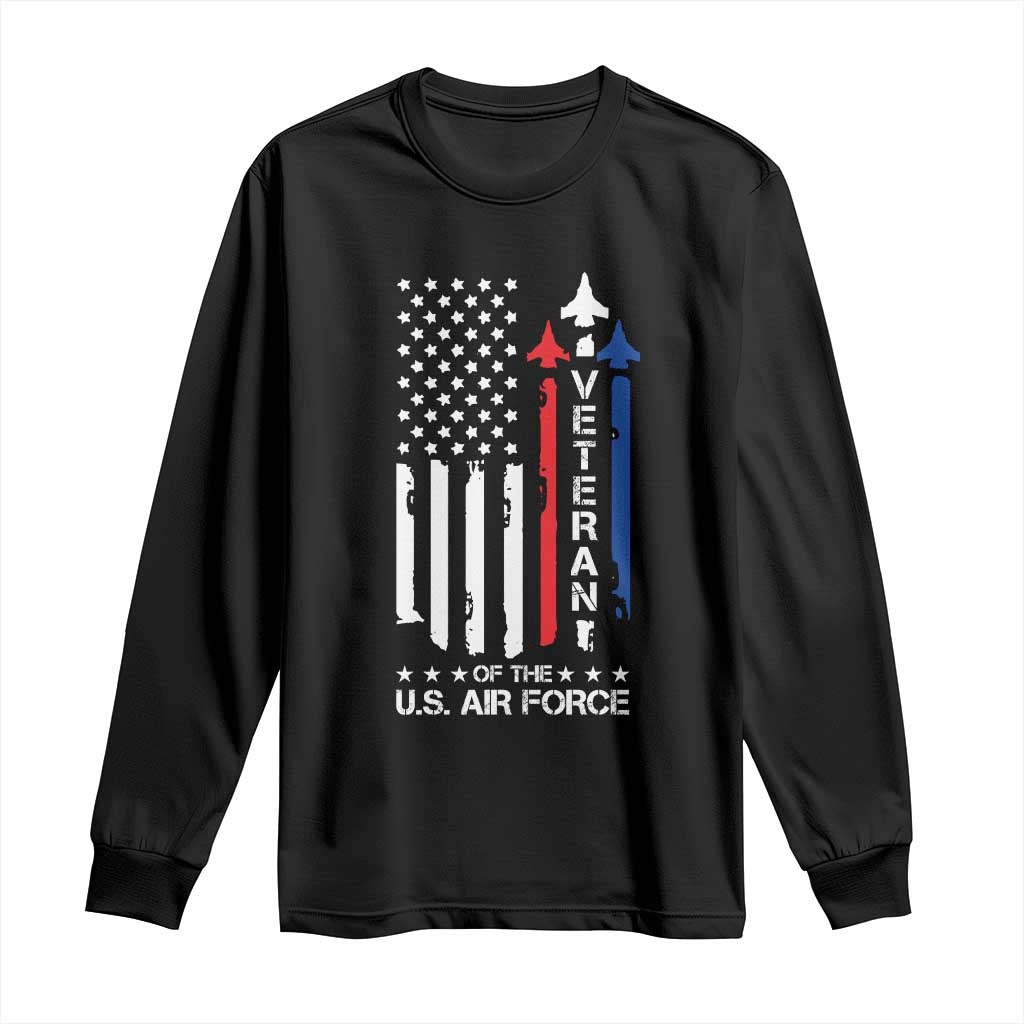 Air Force Veteran Long Sleeve Shirt Vintage US Flag TS10 Black Print Your Wear