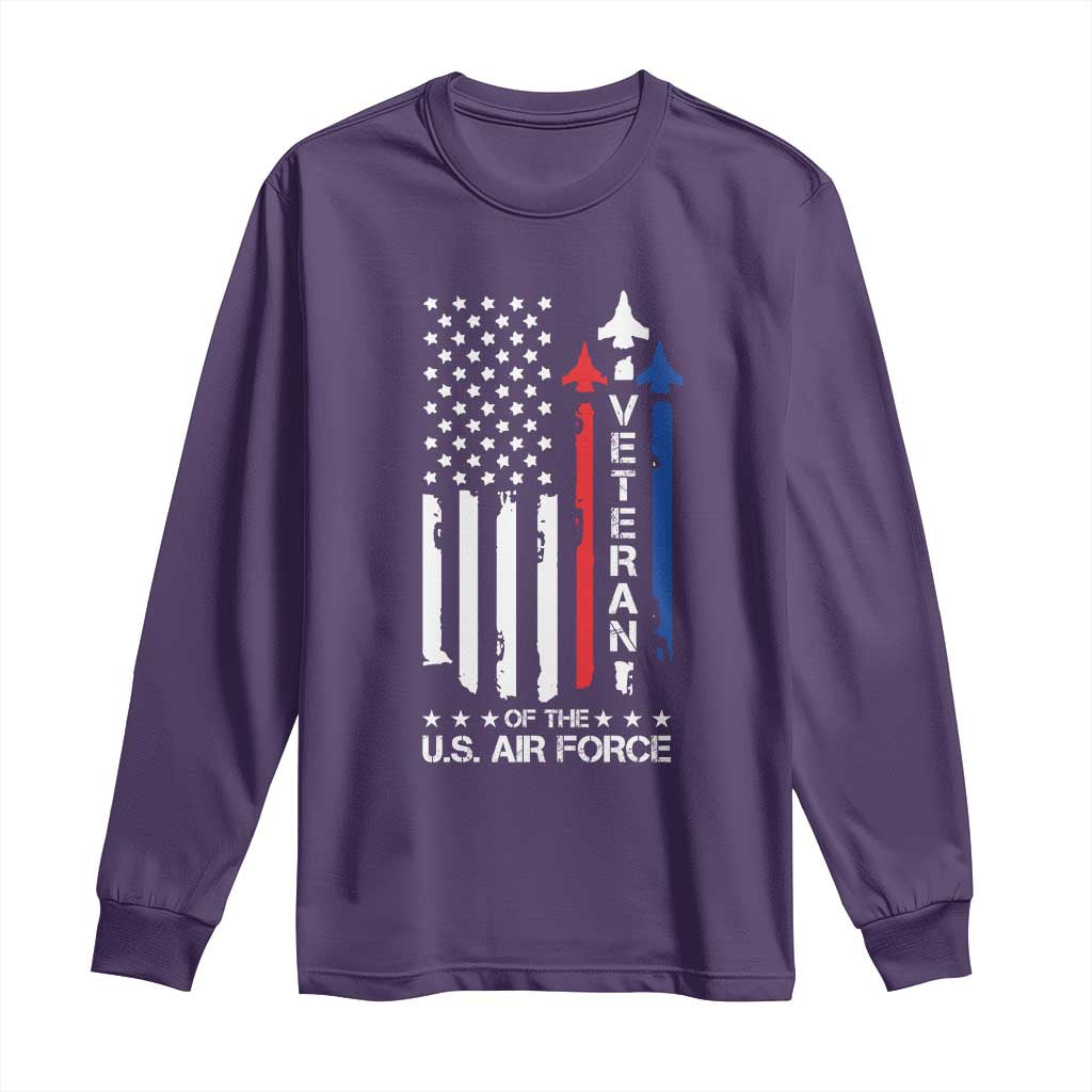Air Force Veteran Long Sleeve Shirt Vintage US Flag TS10 Purple Print Your Wear