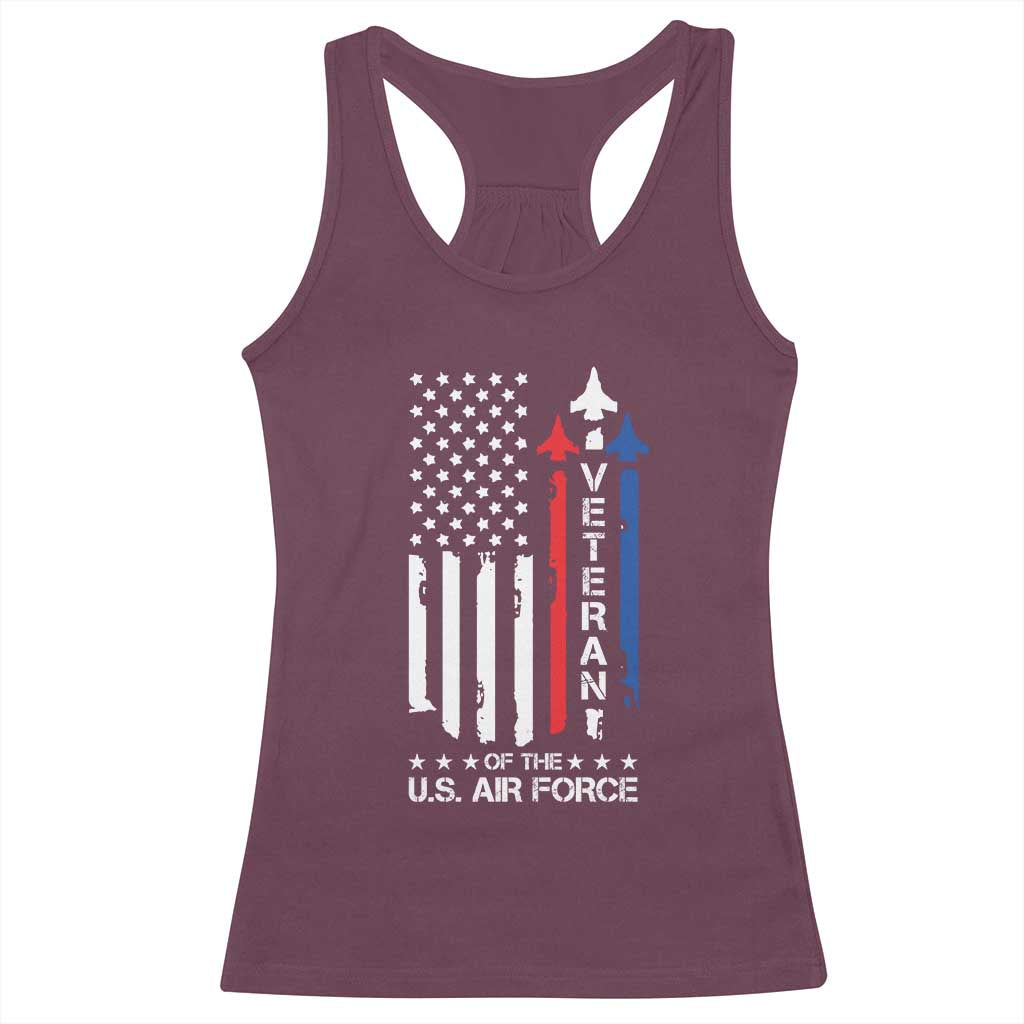 Air Force Veteran Racerback Tank Top Vintage US Flag TS10 Maroon Print Your Wear